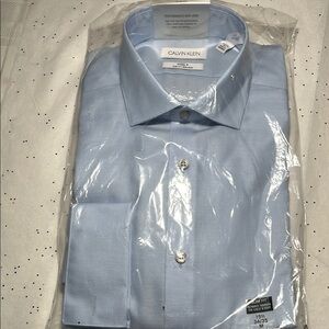 Calvin Klein Blue Dress Shirt Classic Formal Style (M)